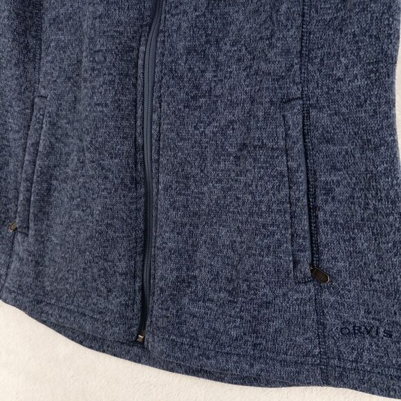 ORVIS Marled Fleece Full Zip Vest XS Mock Neck Princess Seamed Sweater Blue - Picture 3 of 10